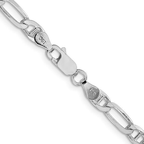 Kazi Luxury Sterling Silver Rhodium-plated 4.5mm Figaro Anchor Chain